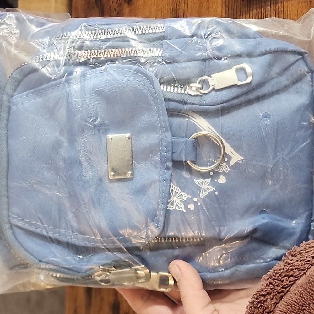 1pc Womens Nylon Shoulder Bag With Heart And Butterflies Pattern-casual Mini - Picture 10 of 10